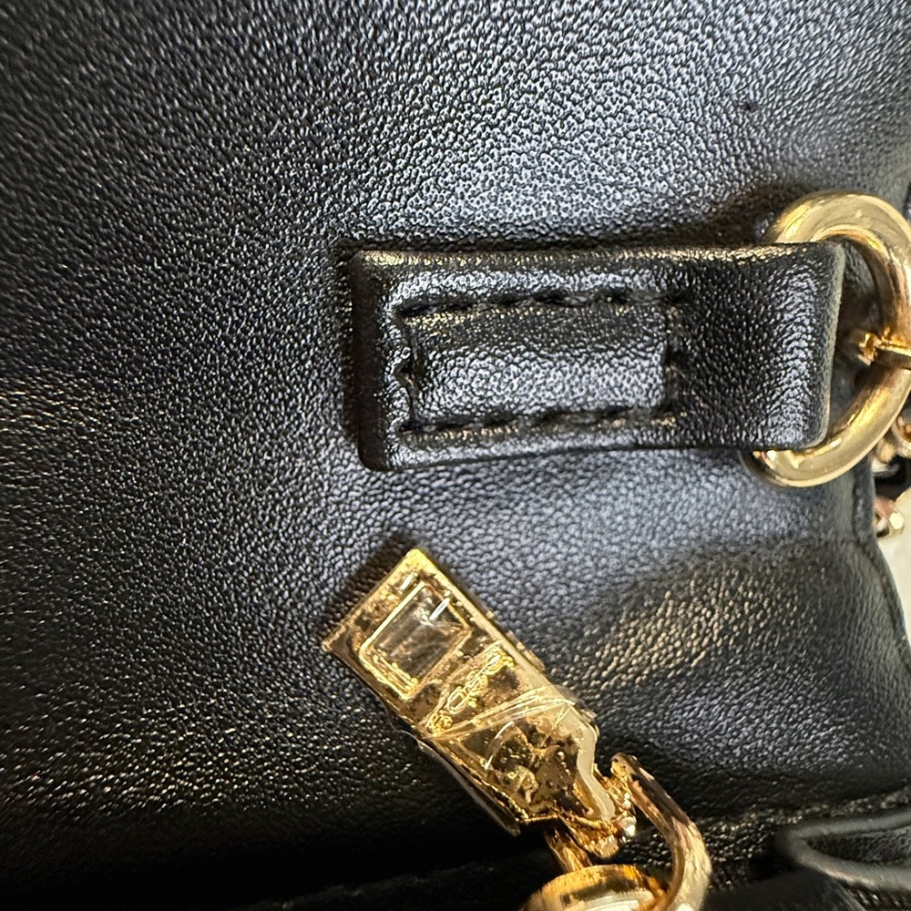 Bebe Chevron Black Mini Flap Bag Gold Chain Strap - Picture 6 of 16